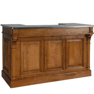 bar en bois / dessus zinc ciré foncé